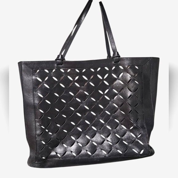 KATE SPADE Laser Cut Leather Large Tote Bag In Black. - Picture 1 of 12